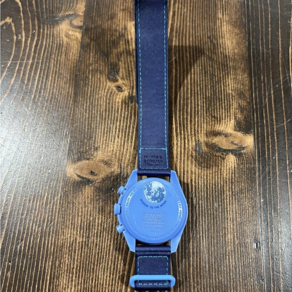 Blue Moon omega Swatch Chronograph Watch
